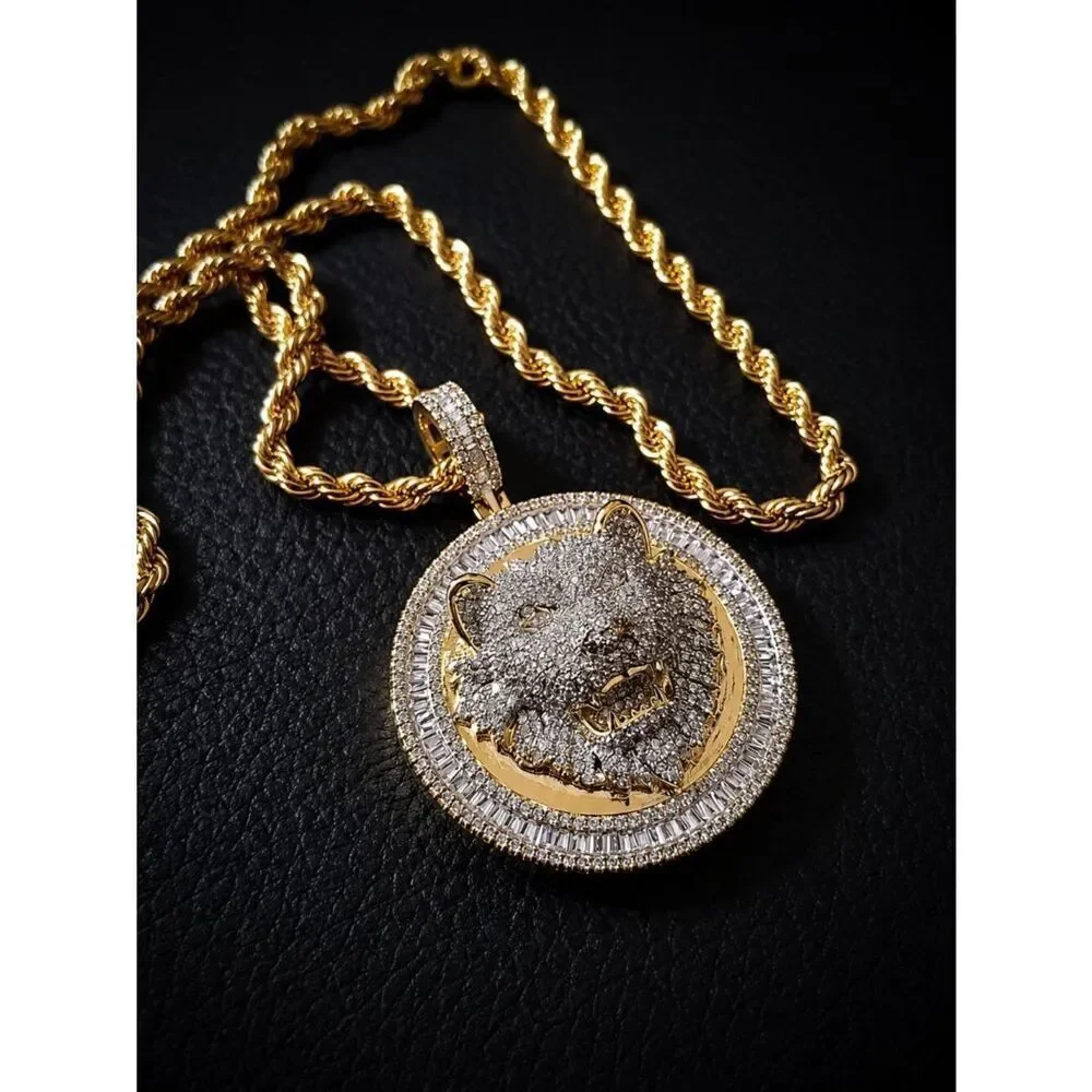 Bust Down Lion medallion necklace